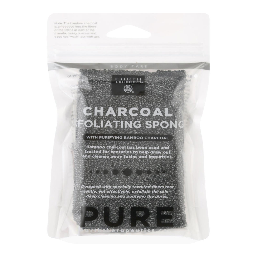 Earth Therapeutics Body Sponge - Purifying Vegetable - Medicinal Charcoal - 1 Count - Maras Green